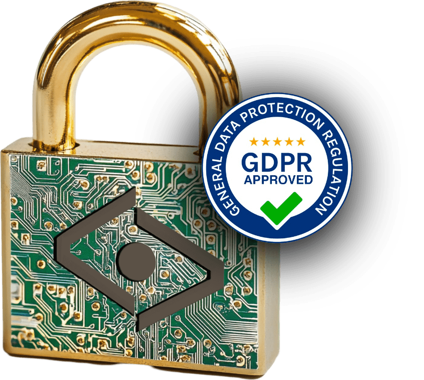 Lucchetto Aiclo su circuito stampato con certificazione GDPR Approved